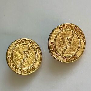 Givenchy fourty years Gold Coin Logo Clip-On Earrings